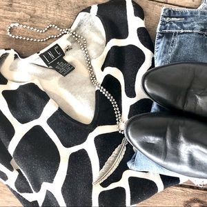 INC Soft Merino Giraffe Print Keyhole Sweater M